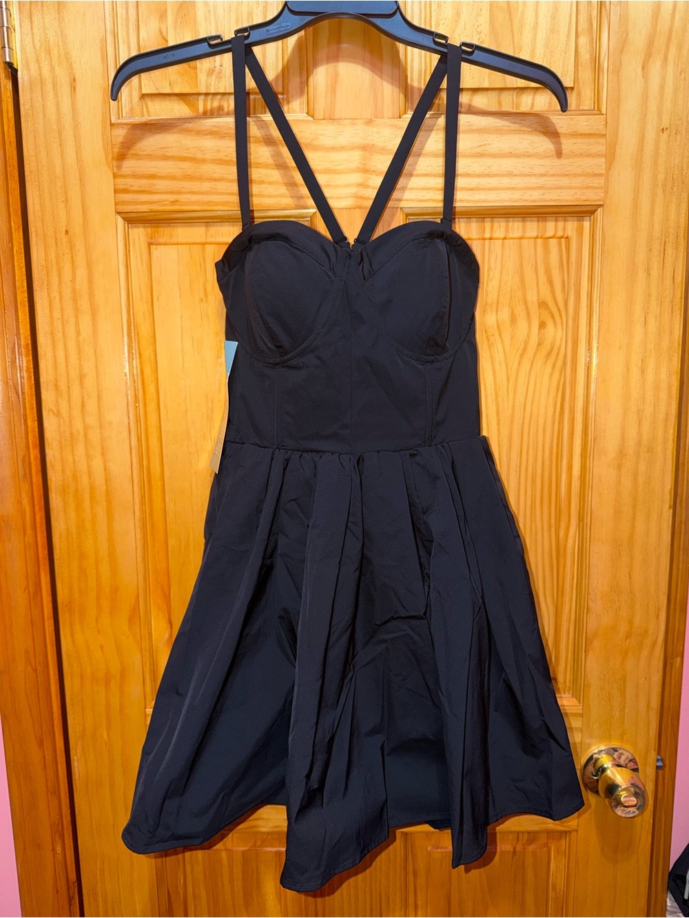 Black Strappy Mini Dress with Sculpted Bodice